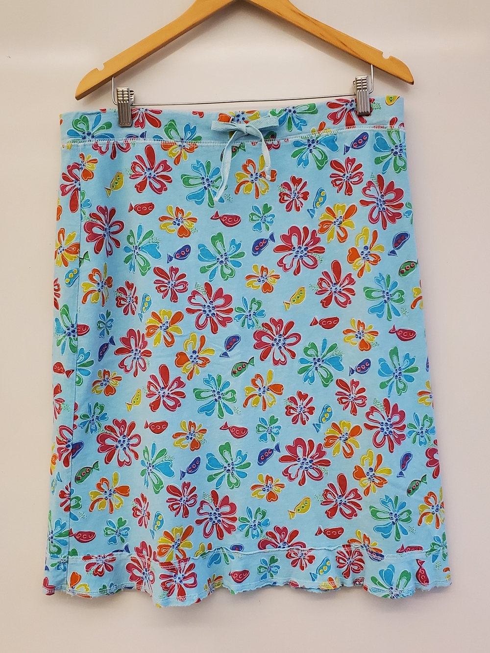 Fresh Produce Light Blue Floral and Line Green Multicolor Ruffle Skirts - Picture 10 of 13